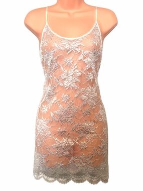 Vintage White Sheer Gorgeous Lace Slip Dress Chemise
